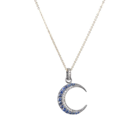 Ashley Schenkein Jewelry - Brooklyn Moon with Sapphire Necklace in Rose Gold