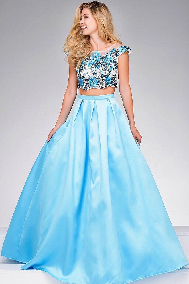 Floral BodiceTwo Piece A Line Dress JVN48713