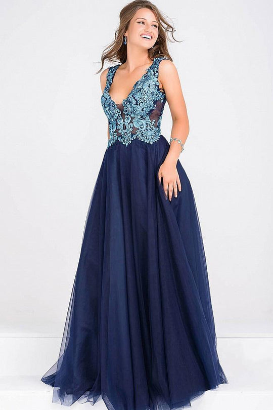 V Neck Fit and Flare Prom Ballgown JVN48647