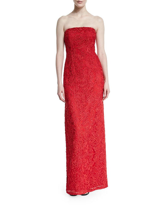 Aidan Mattox - Embroidered Long Dress 54468940 in Red