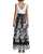 Aidan Mattox - Floral Long Dress 54469680 in Black and White
