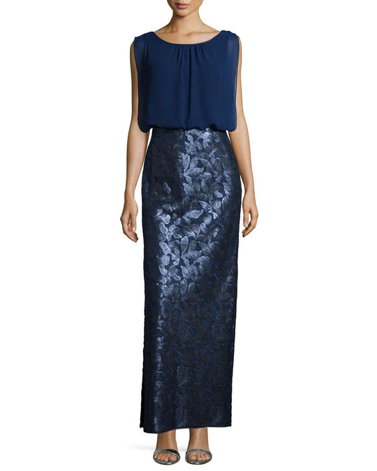 Aidan Mattox - Embellished Bateau Neck Dress 251704850 in Blue