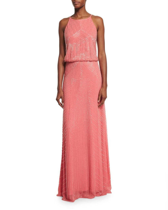 Aiden Mattox - Beaded Halter Neck Dress 54470000  in Pink