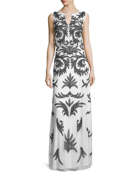 Aidan Mattox - Sleeveless Long Dress 54471880 in White and Black