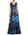 Aidan Mattox - Floral V-Neck Dress 54469110 in Blue and Multi-Color