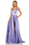 Sherri Hill - 52921 Halter Neck Satin A-line Dress with Slit In Purple