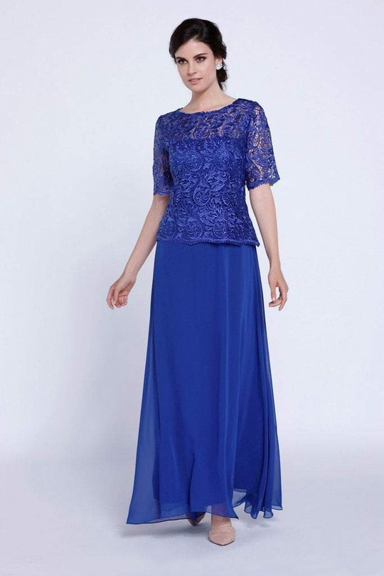 Nox Anabel - 5130 Lace Illusion Dress in Blue