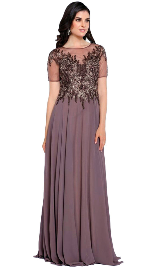 Embellished Illusion Jewel A-Line Dress