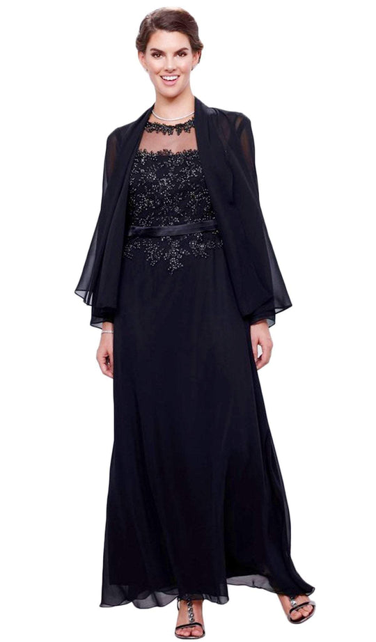 Nox Anabel - 5146 Beaded illusion Jewel Neck A-Line Dress