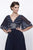 Nox Anabel - 5147 Sheer Sleeve Beaded V-Neck Long Dress in Blue