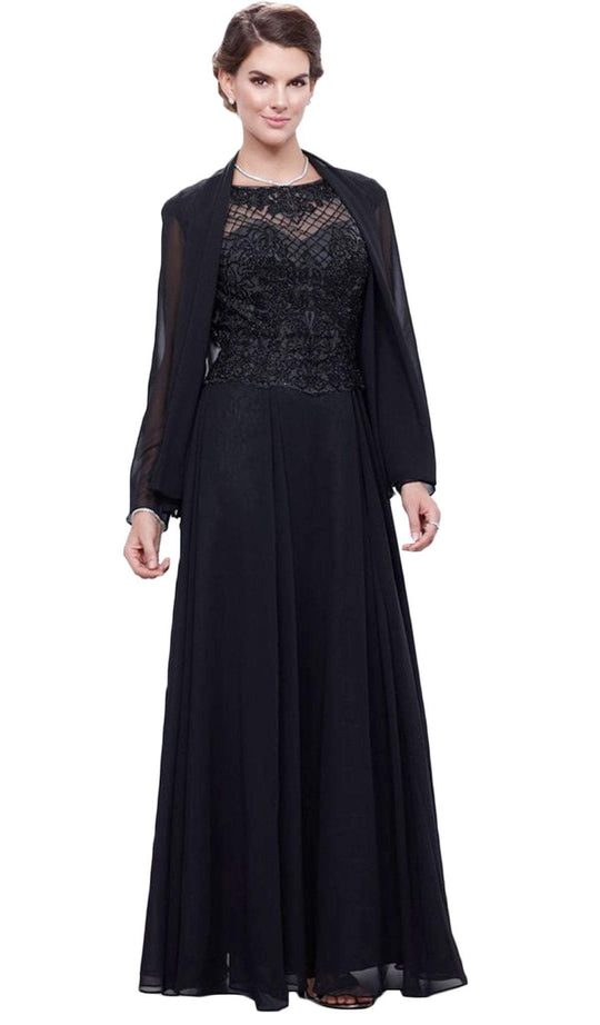 Nox Anabel - 5149 Embellished Bateau Neck A-Line Dress
