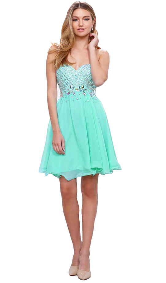 Beaded Corset Strapless Cocktail Dress