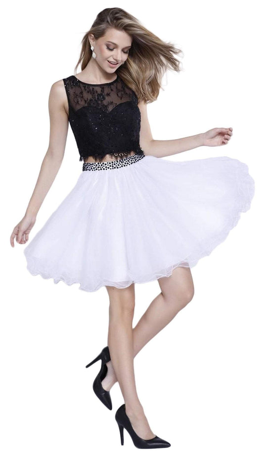 Nox Anabel - 6224 Two-Piece Lace Bateau Flutter Cocktail Dress