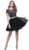 Two Piece Bateau Illusion Cocktail Dress with Short Sleeves and Tulle Skirt
