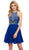 High Illusion Racerback Bejeweled Cocktail Dress