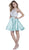 Beaded High Halter Illusion Satin Short Cocktail Dress