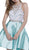 Beaded High Halter Illusion Satin Short Cocktail Dress