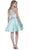 Beaded High Halter Illusion Satin Short Cocktail Dress