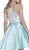 Beaded High Halter Illusion Satin Short Cocktail Dress