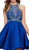 Bejeweled Illusion Halter Satin Dress