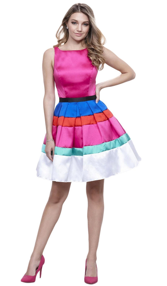 Sleeveless Bateau Mikado Short Party Dress