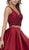 Two Piece Bedazzled V-Neck A-line Cocktail Dress