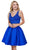 Two Piece Bedazzled V-Neck A-line Cocktail Dress