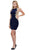 Nox Anabel - Gilded Bateau Neck Sheath Cocktail Dress 6312 In Blue