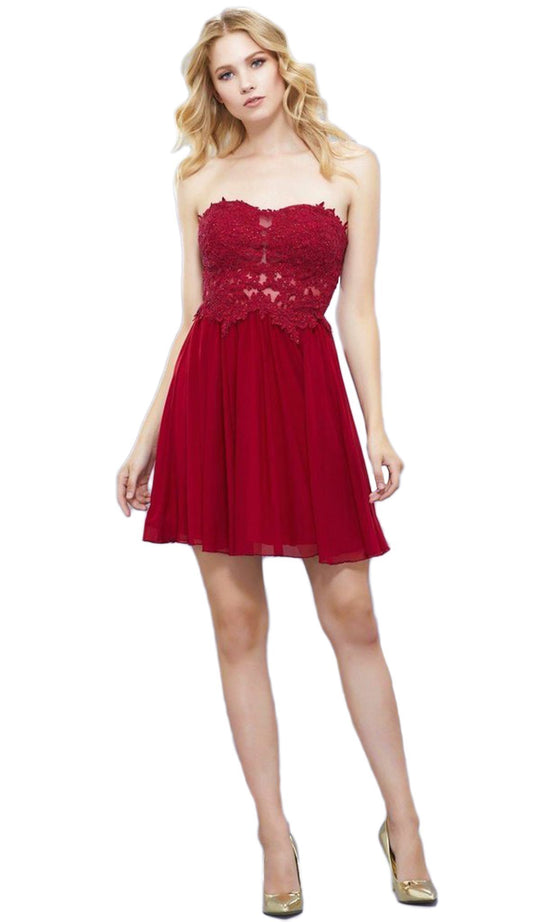 Nox Anabel - 6314 Strapless Embellished Sweetheart Cocktail Dress