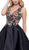 Floral Embroidered V Neck Cocktail Dress