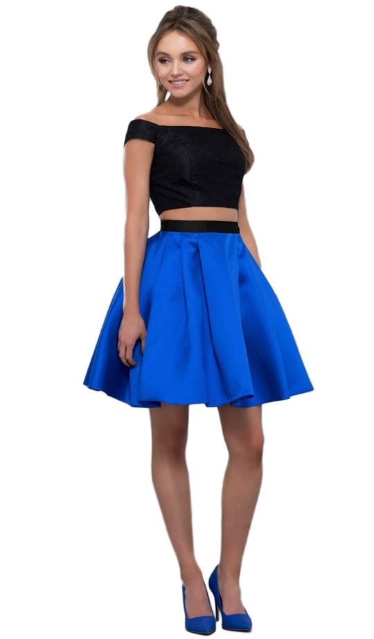 Two Piece Off-Shoulder A-line Cocktail Dress