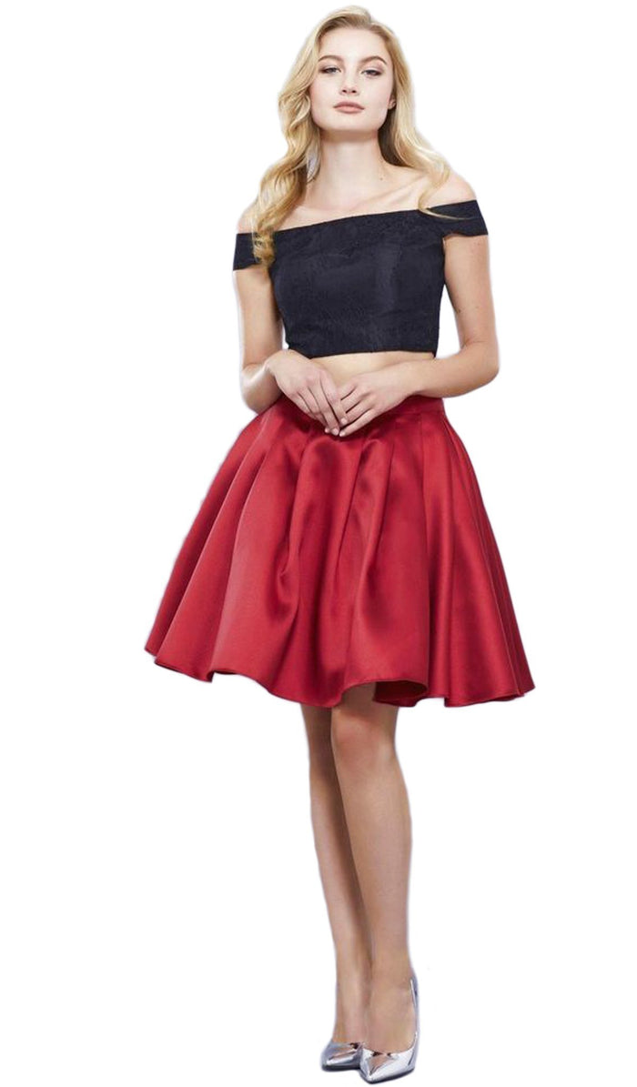 Two Piece Off-Shoulder A-line Cocktail Dress