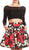 Long Sleeved Two-Piece Floral Party Cocktail Dress