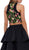 Embroidered Two Piece Tiered Cocktail Dress
