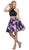Two Piece Halter Floral Pleated Cocktail Dress