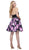 Two Piece Halter Floral Pleated Cocktail Dress