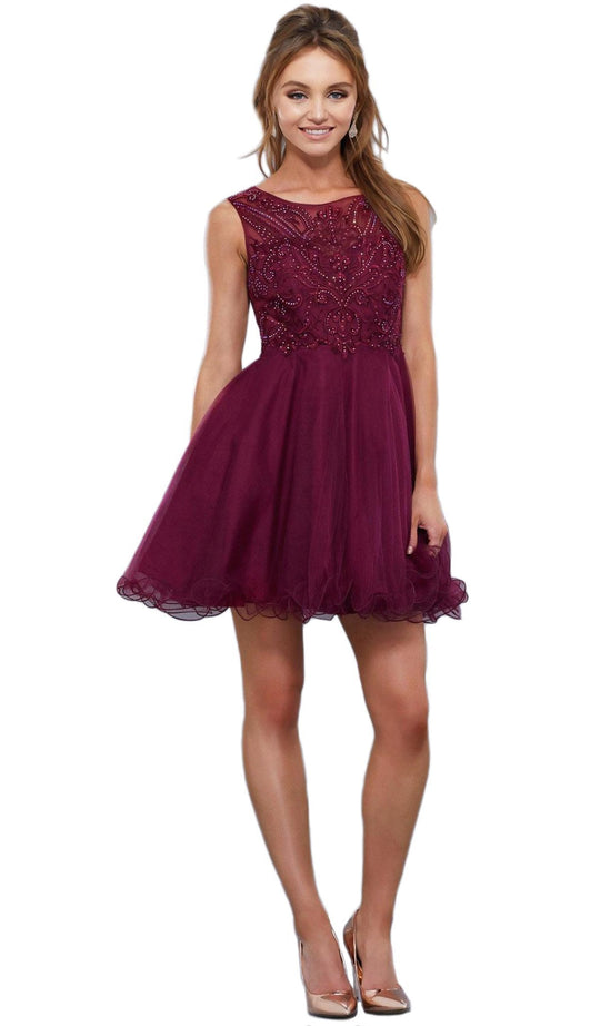 Nox Anabel - 6351 Ruffled Beaded Cocktail Dress