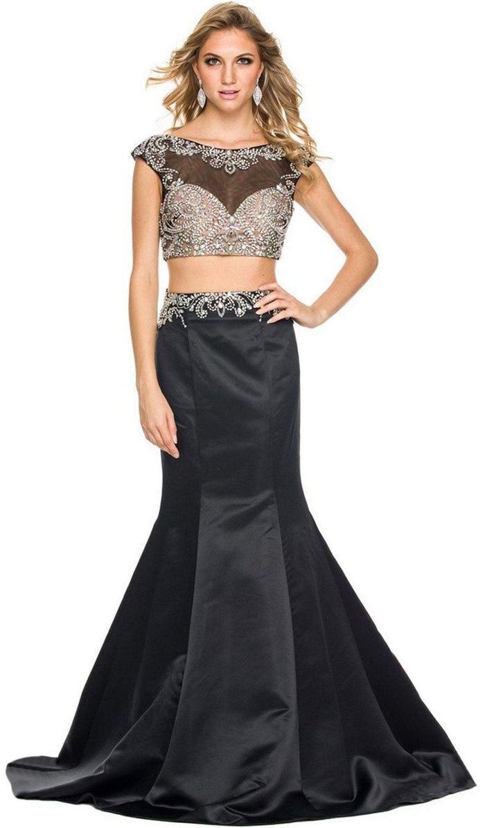 Two Piece Crystal Embellished Trumpet Gown