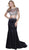 Two Piece Beaded Short Sleeves Trumpet Gown