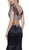 Two Piece Beaded Short Sleeves Trumpet Gown