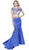 Two Piece Beaded Short Sleeves Trumpet Gown