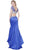 Two Piece Beaded Short Sleeves Trumpet Gown