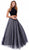 Two-Piece Halter Polka Dot Printed Evening Gown