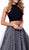 Two-Piece Halter Polka Dot Printed Evening Gown
