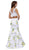 Two Piece Laced Jewel Floral Trumpet Evening Gown