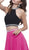 Elegant Two-Piece Bedazzled Halter Neck Long A-line Dress