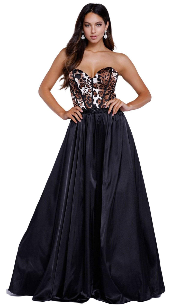 Corset Boning Leopard Print Evening Gown