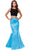 Two Piece Colorblock Satin Evening Dress