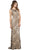 Sleeveless Sequined Lace Evening Dress