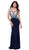 V-Neck Beaded Lace Illusion Evening Dress